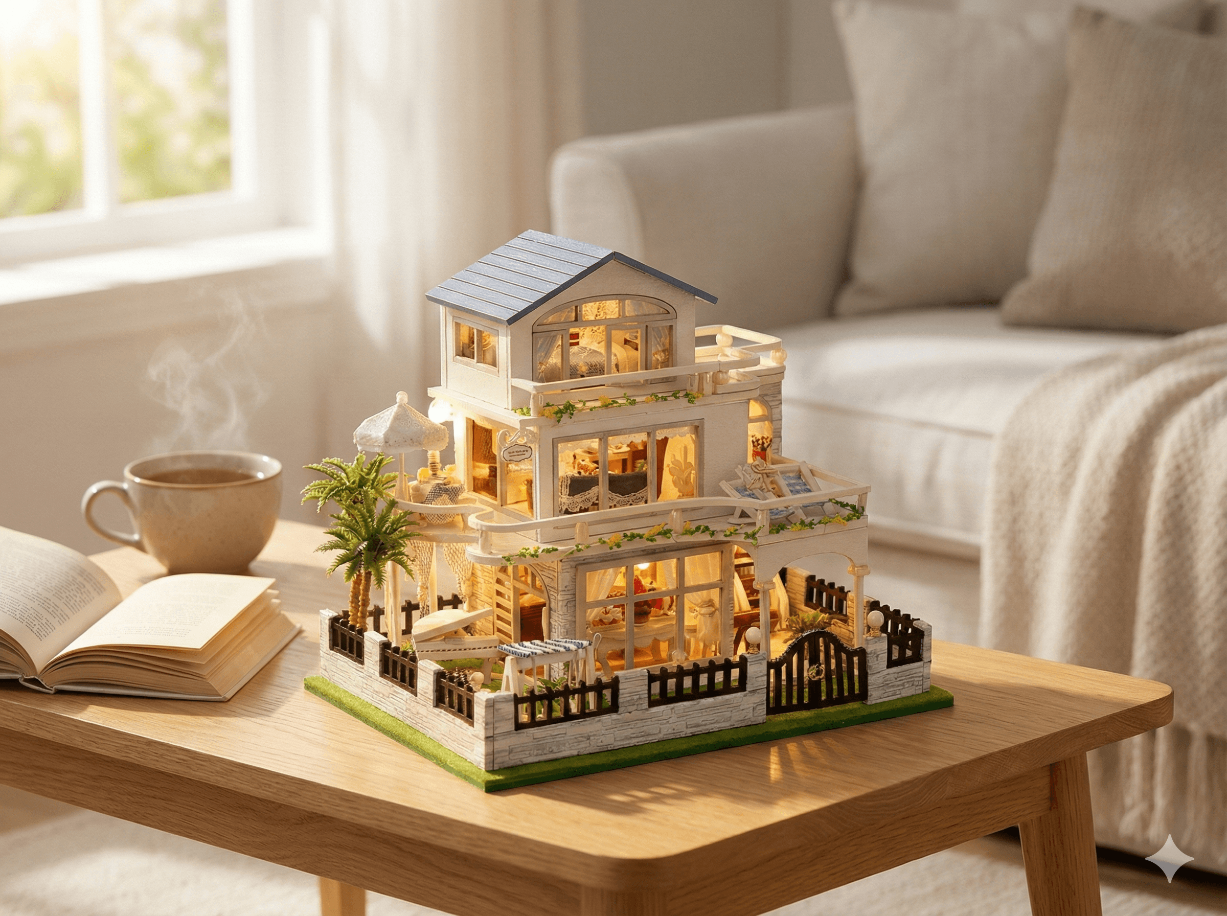 Villa "Riviera" - Maquette Maison Bois & Puzzle 3D Lumineux